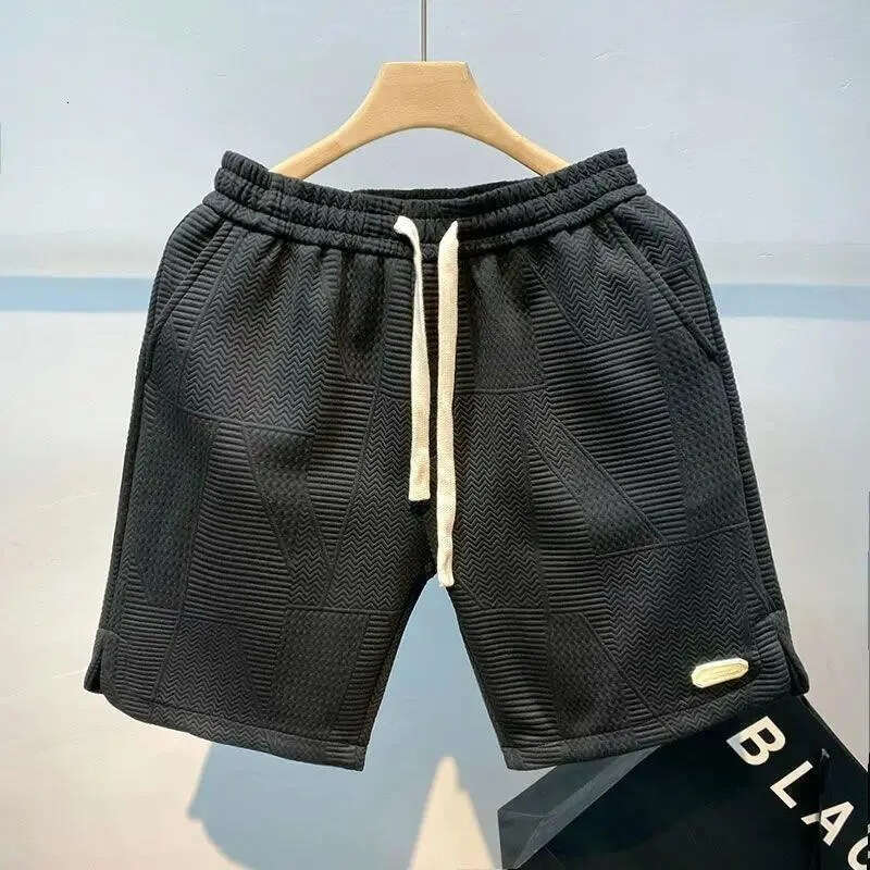 Men's Shorts Summer Running Men Casual Jogging Sport Short Pants Wave Pattern Solid Color Drawstring Loose Dry Gym Sports Men's Clothing