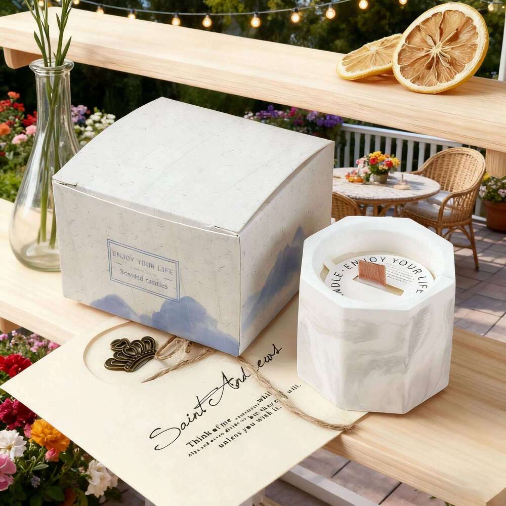 Water Ink Scented Candle in Gypsum Cup, Aromatherapy Home Decor Gift for Bedroom Office, Relaxing Birthday Present, Viral W260304