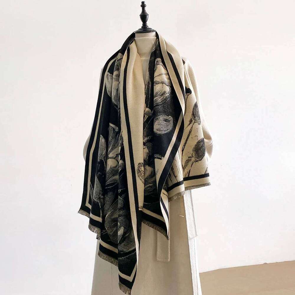 New Luxury Design Winter Two-Sided Cashmere Jacquard Scarves High Quality Women Thicken Wrap Shawl Ladies Brand Pashmina Scarf XJ260304