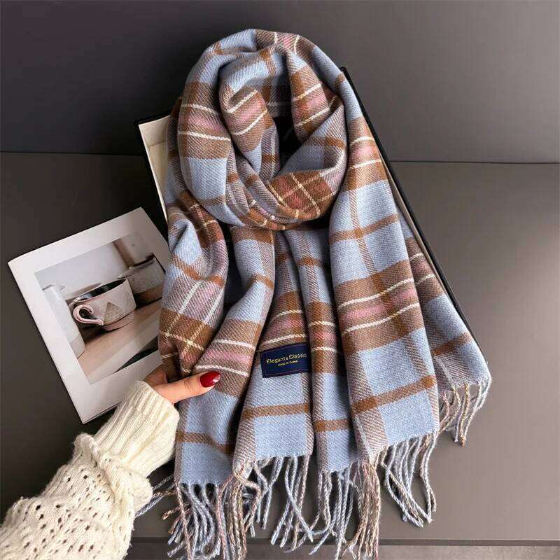 Winter Thickened Scarf For Women Men Neck Keep Warm Tassel Pashmina Shawl Faux Cashmere Warps Autumn Elegant Blanket XJ260304
