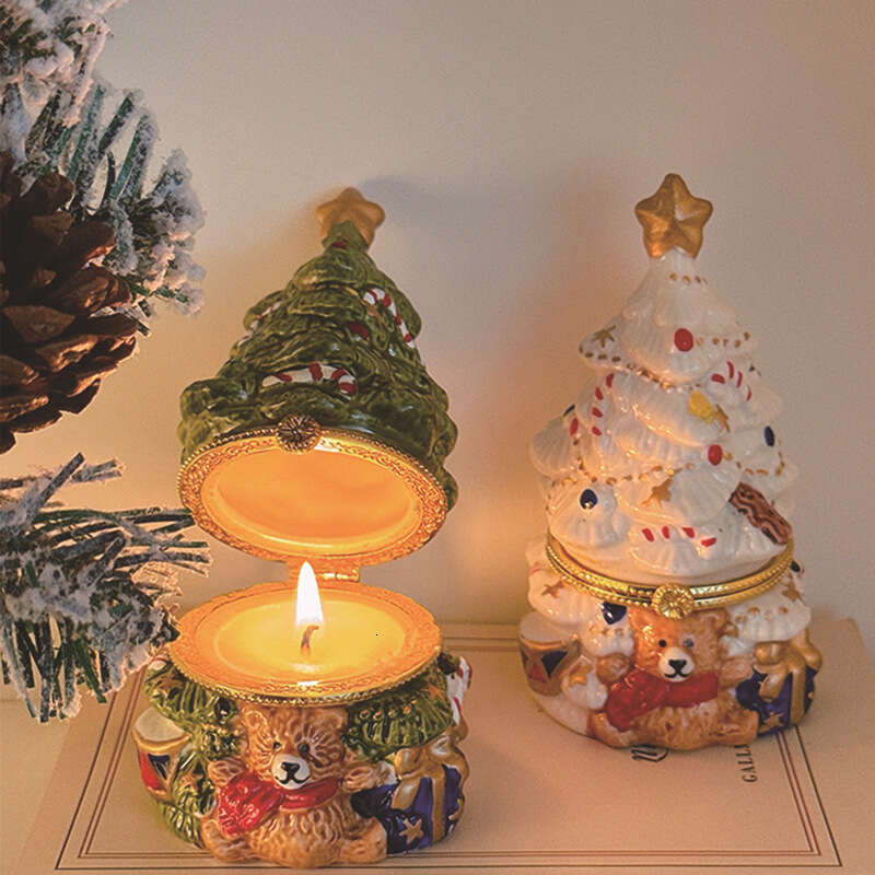 High-End Bear Tree Scented Candle Ornament Indoor Smokeless Soy Wax Best Friend Christmas Gift Souvenir W260304