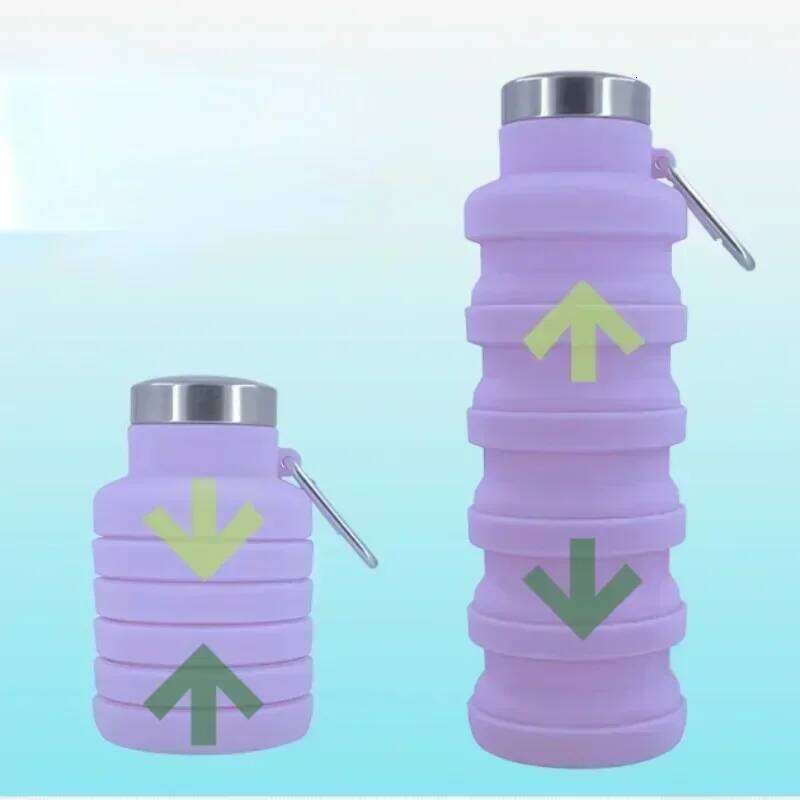 New Portable Silicone Water Retractable Folding Coffee Bottle Cups E Outdoor Travel Tools Collapsible Sport Bottles S260303 3db