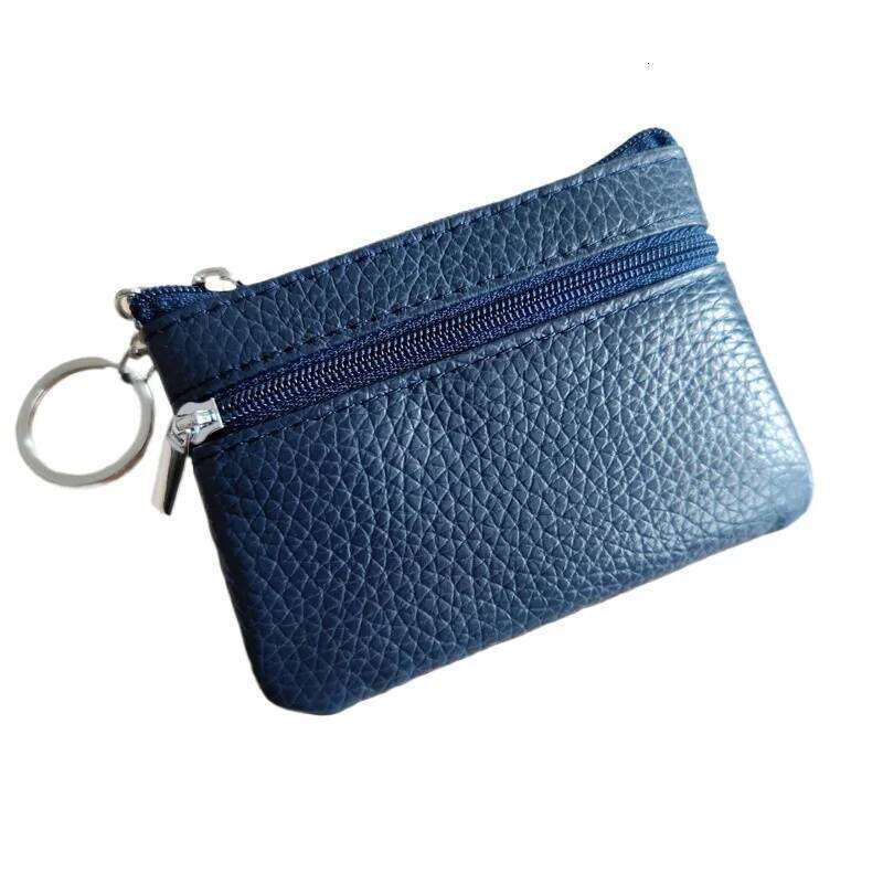 Genuine Top Grain Leather Coin Purse with Key Ring Mini Durable Wallet for Cash and Coins, Portable Money Pouch C260304