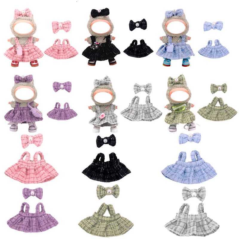 For 17cm Anime Labubu Doll Bow Clothes Cute Doll Decoration Dress Up Short Skirt Doll Accessories Girl Children Holiday GiftT260304