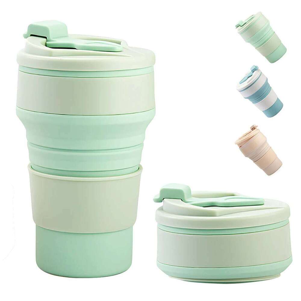Leeseph Collapsible Travel Cup, Silicone Portable Drinking Mug with Lid Water, Coffee, Drinks for Hiking & Picnic350/500ML S260303