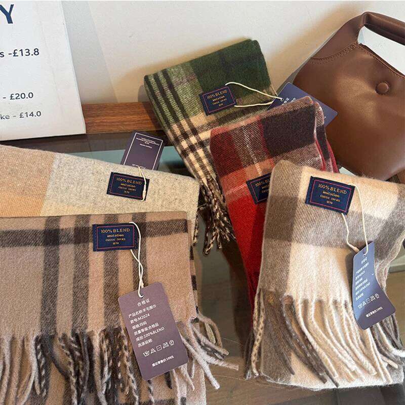 Luxury Brand Classic England Style for Women Scarf Fashion Stripe Plaid Scarves Tassel Shawls Pashmina Lady Wrap Poncho Stoles XJ260304