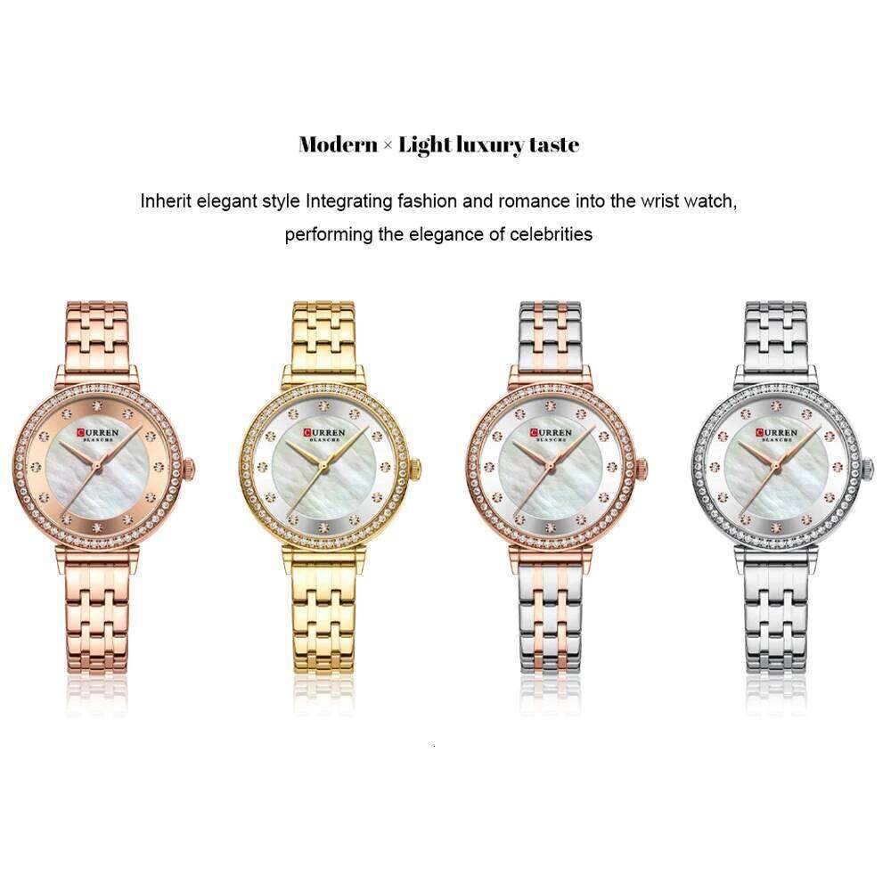 CURREN Top Brand Simple Fashion Quartz Stainless Steel Classic Elegant Diamond Waterproof Ladies Watch Reloj Mujer XJ260303
