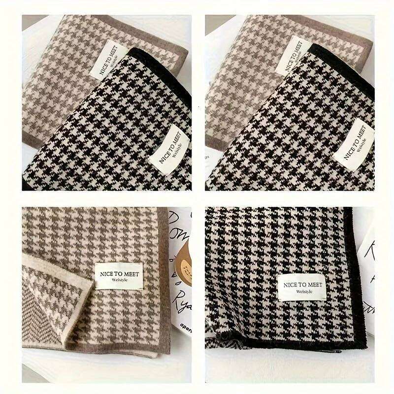 1Pcs Winter Unisex Scarf Thick Plaid Wrap for Women Soft Neck Warmer in Black/White Check XJ260304