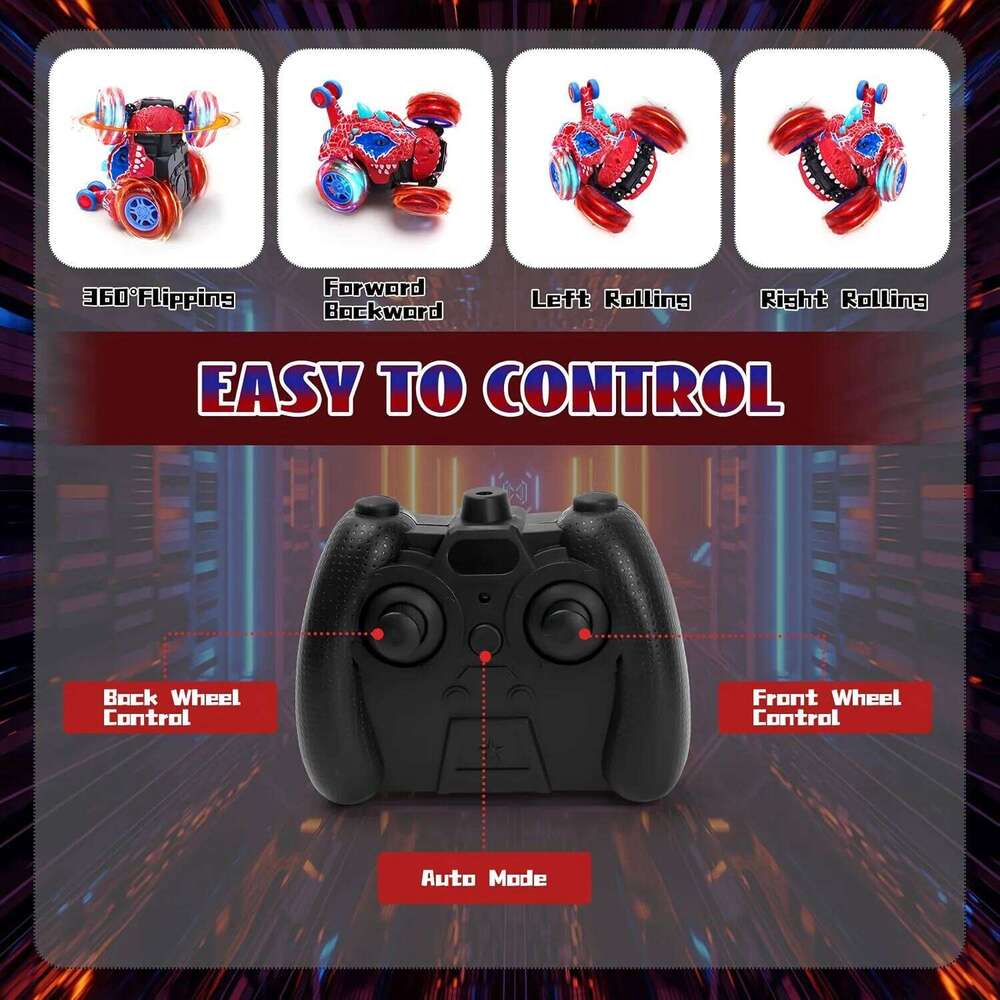 Dinosaur Stunt Car, 2.4GHz Wireless Remote Control, Bright Flashing Lights, Fun Racing Game Z260303