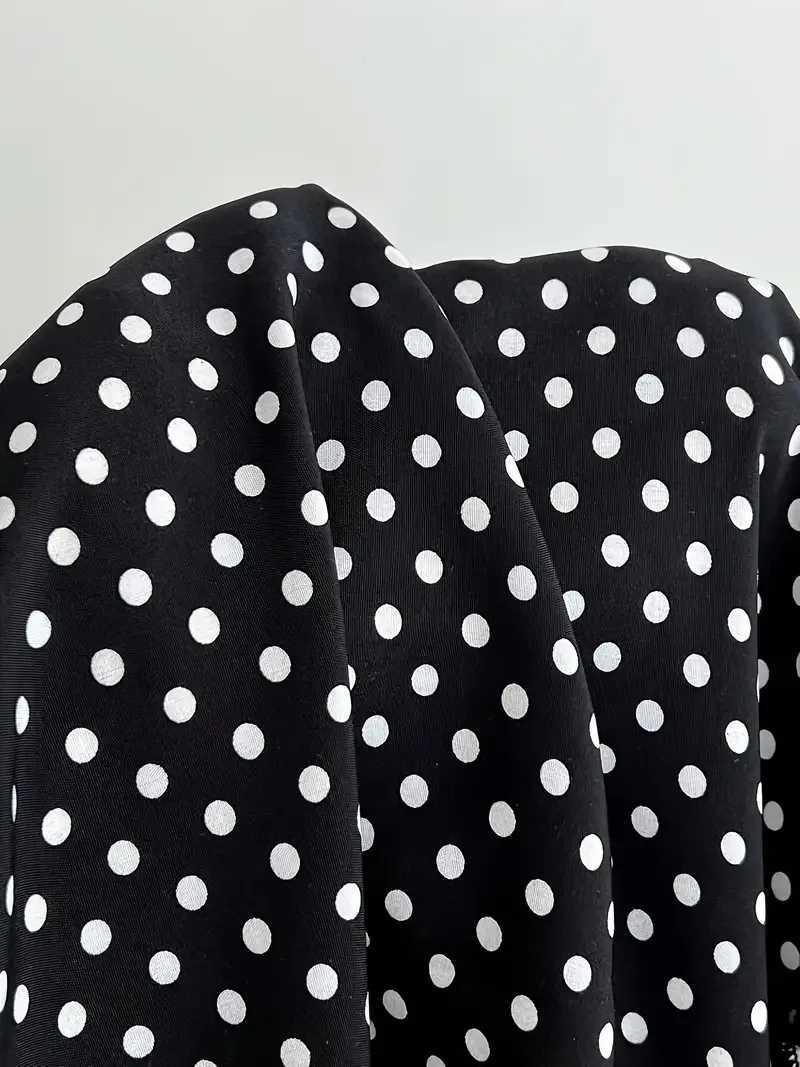 2026 New Arrival Women Y2K Black Polka Dot Cami Mini Dress V Neck Slim Fit Ruffle Hem Party Dress M260304