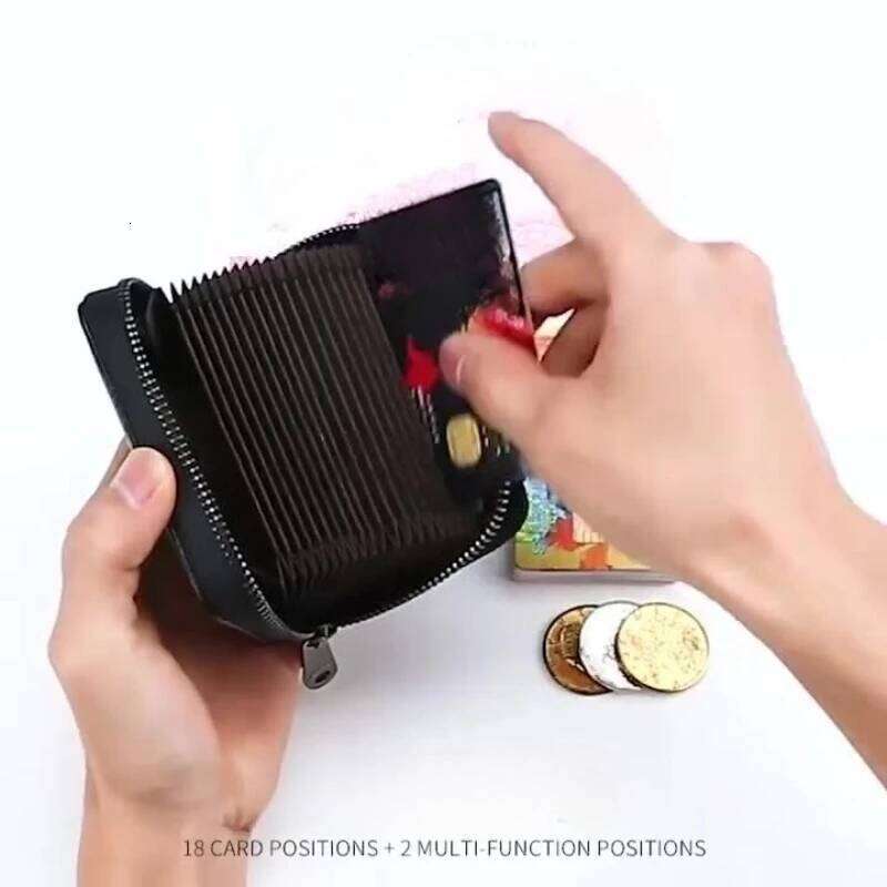 Blocking Card Organizer PU Leather Wallet Slim Multi Pocket Zippered Coin Holder Anti Theft Protection for Men Women Minimalist C260304