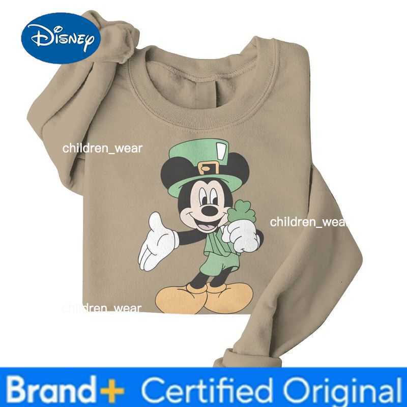 Disney 2026 St Patricks Day New Mickey Mouse Minnie Print Valentines Day Couple Sweatshirt For Women Men Long Sleeve Mickey Pullover H260304