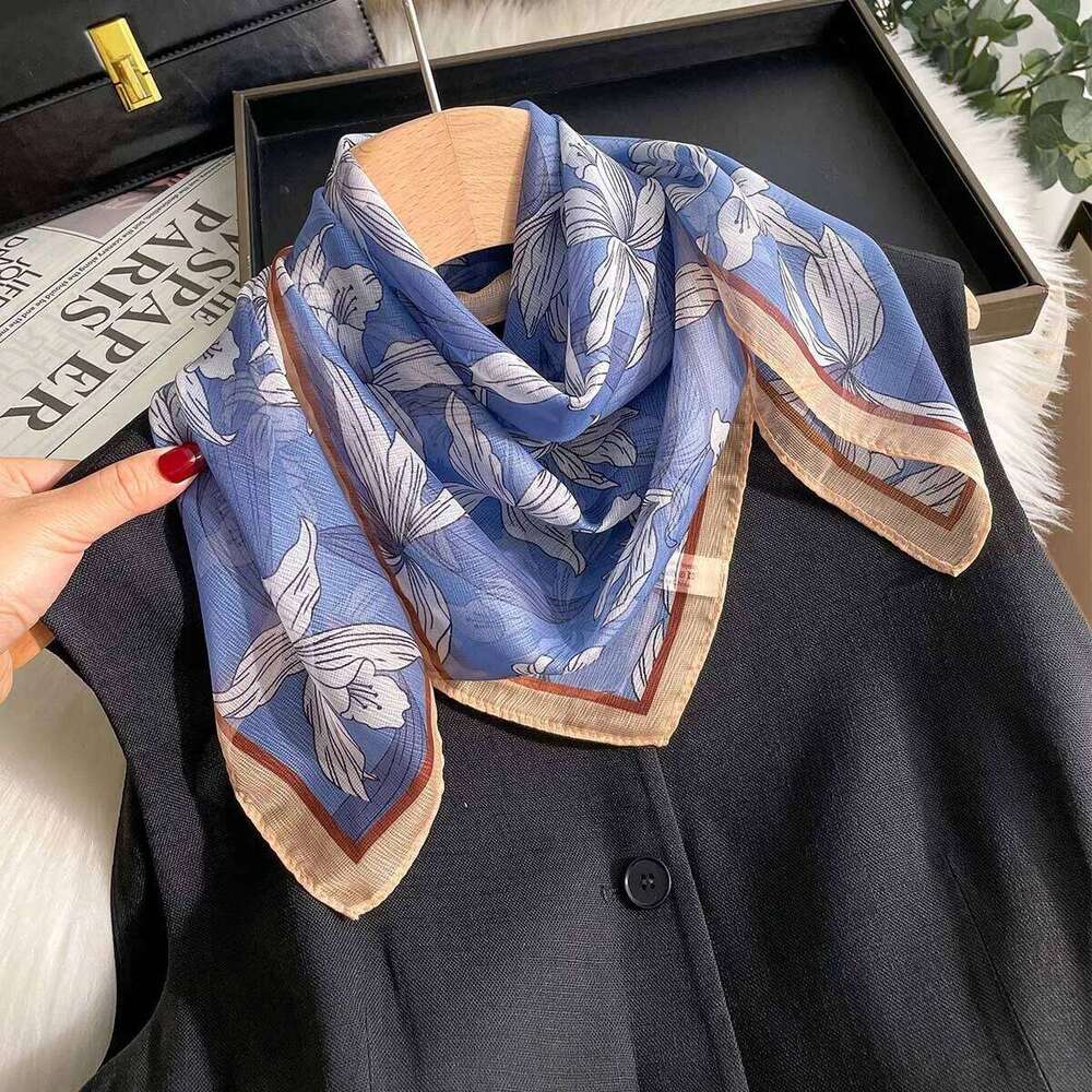 70cm Square Versatile Neck Scarf For Dress Up Your Look, Spring/Summer Women's Soft Stain Bandannas Hijab Neckerchief XJ260304