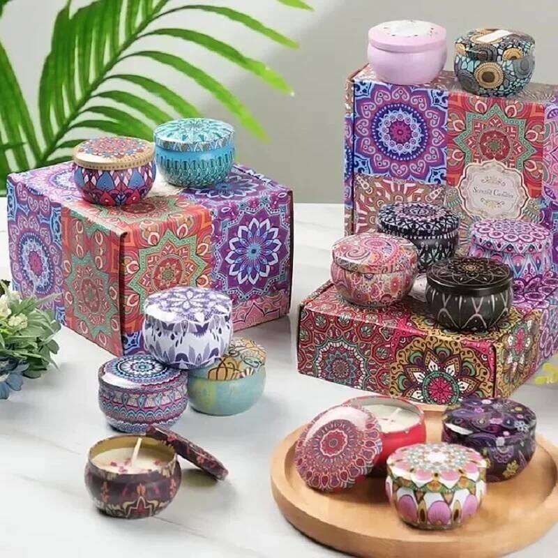 1/4PCS Vintage Scented Candles Soy Wax Jars Flower Fragrance Scent Candle Wedding Ceremony Birthday Gifts Home Decoration W260304