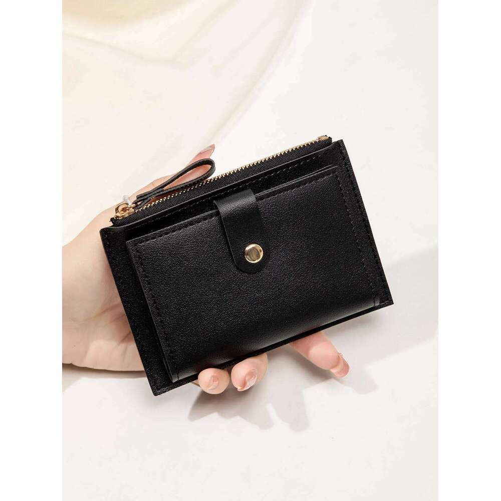 Fashionable Simple and ultrathin women's short Lightweight Portable ID Credit Card Holder Bifold Zipper Small Wallet C260304