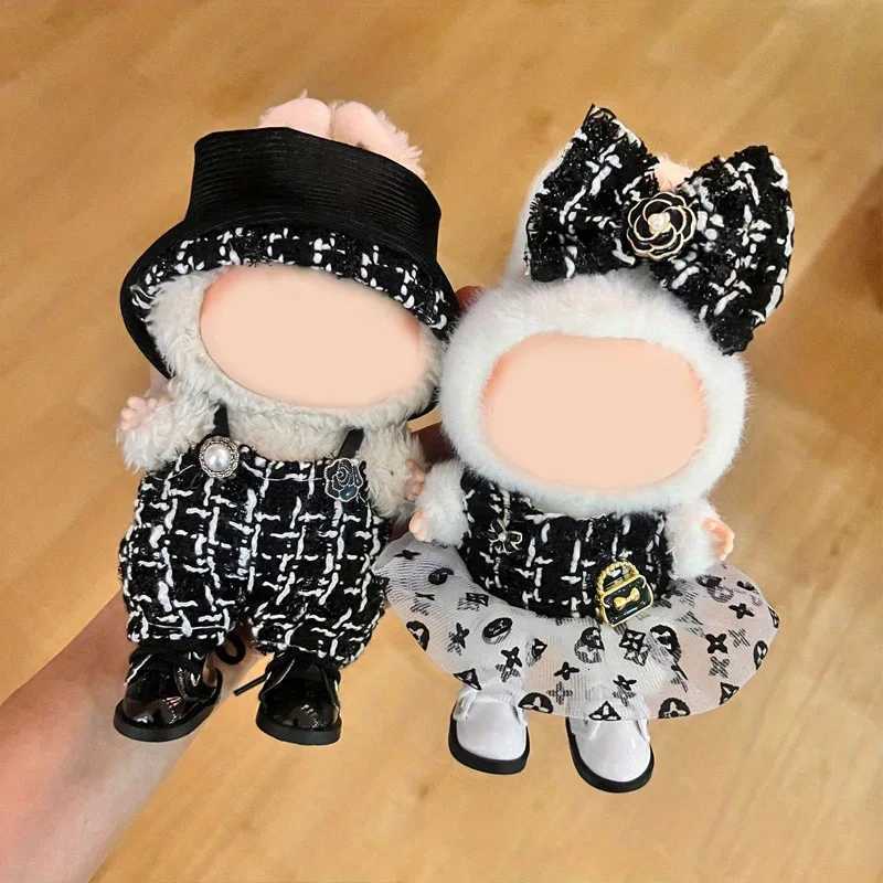 Labubu 15-17cm Luxury Dress Set - 2-Piece Tweed Top & Monogram Tulle Skirt, Doll OutfitT260304