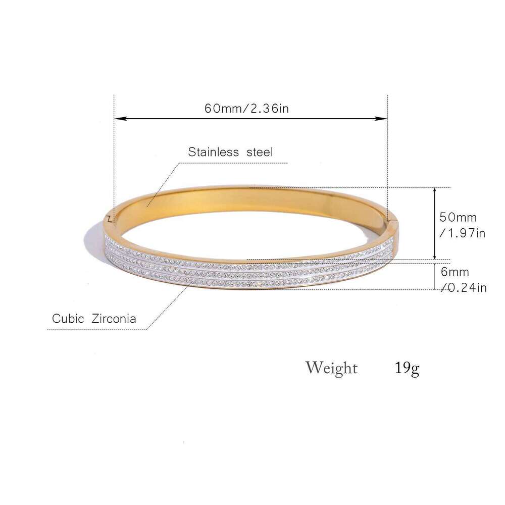 Sparkling Cubic Zirconia Bracelet for Women 18K Gold Plated Polished Stainless Steel Luxury Fashion Jewelry Valentine's Day Gift XJ260303