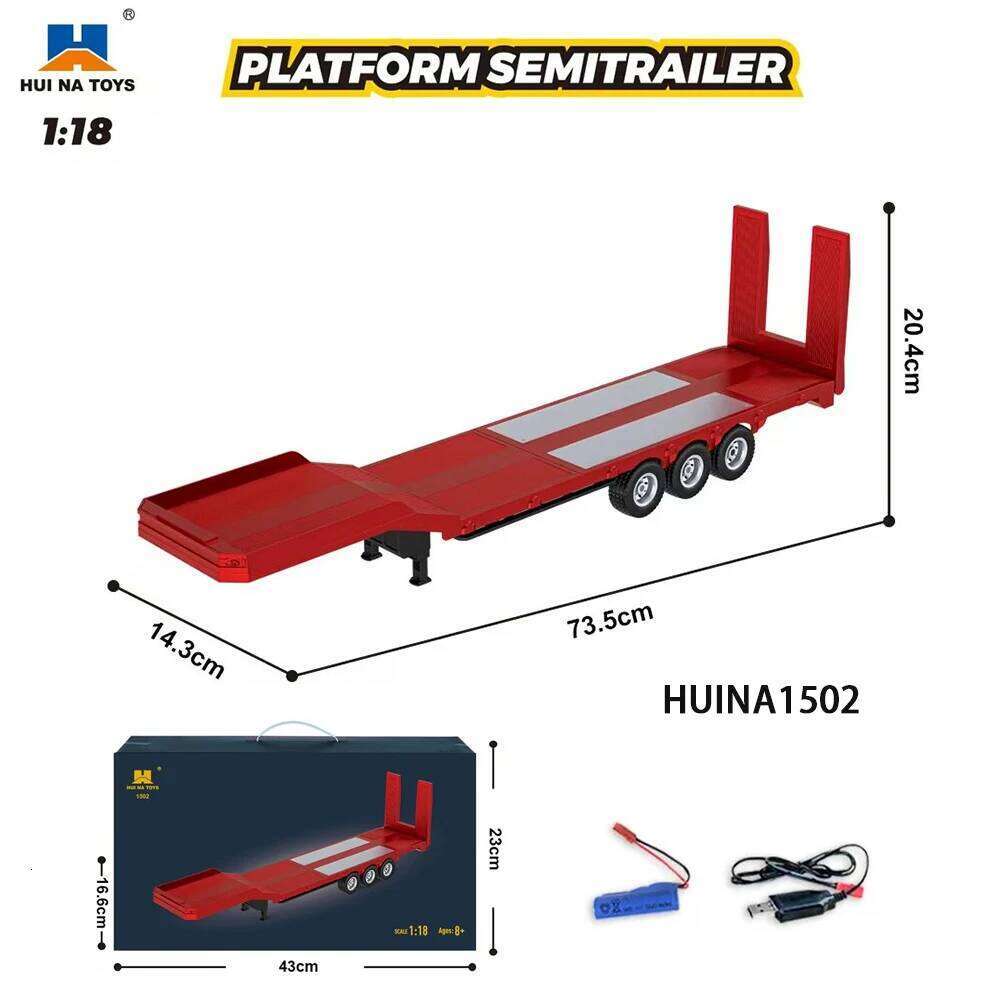 HUINA 1501 Car Head 770S V8 1/18 RC Alloy 19CH Engineering Trailer with Light and Sound Tractor Truck Toys Z260303