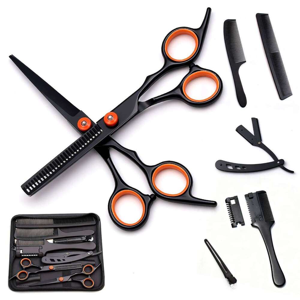 6 Inch Multifunctional Hair Cutting Scissors Complete Kit with Straight Thinning Shears Comb Professional Home Use and Salon H260303