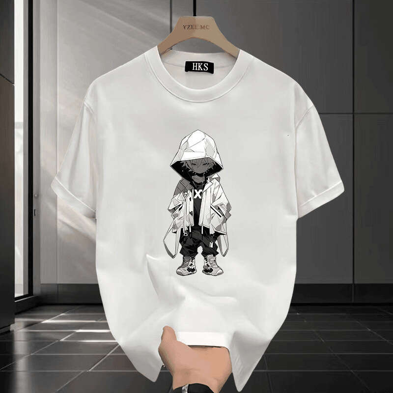 2026 Summer Men's American High Street Style Short-Sleeve Loose-Fit Round-Neck Printed T-Shirt - view 3