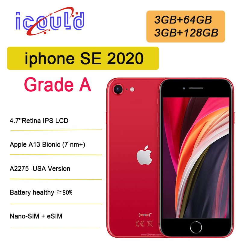Used Grade A Original Apple iPhone SE 2 A2275 Physical SIM iOS Apple A13 Bionic 4.7'' Retina IPS LCD Display Battery Capacity 85%+ 4G phone