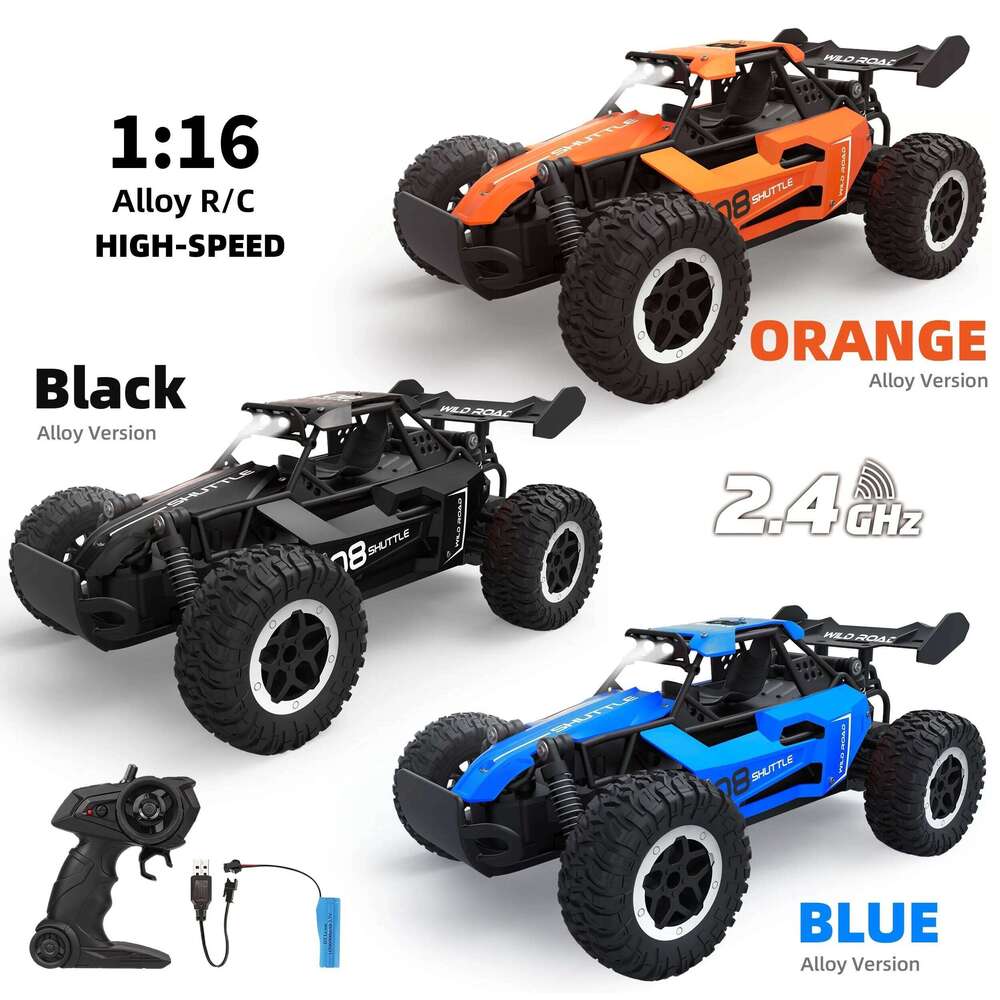 1:16 Scale 2WD Remote Control Car, 20KM/H High-Speed Off-Road RC Vehicle with LED Lights, Drift Racing Toy for Kids Adults Z260303