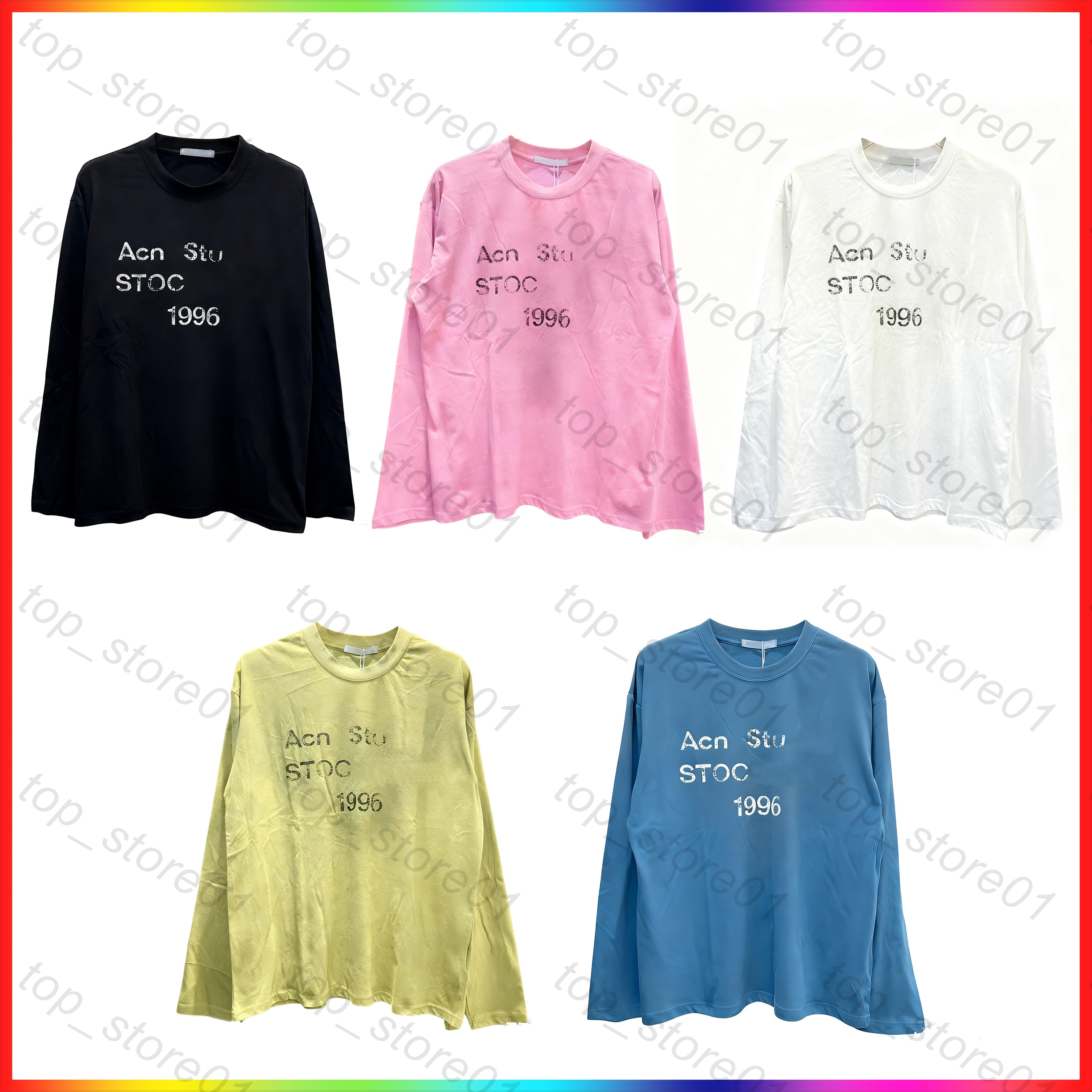 26SS Europe Oversize Letter Print Washed studios Tee Long Sleeve street shirts Designer 1996 sweatshirt Casual Fashion Skateboard Men Women breathable T shirt