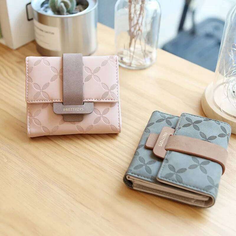 Spring and Summer new purse Korean version printed buckle simple everything folding short women's wallet PU leathe C260304