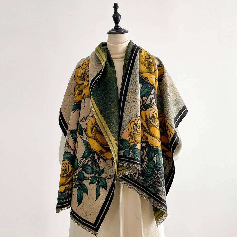 Women Winter Fashion Warm Imitation Cashmere Scarf Luxury Pashmina Blanket Thick Shawl Wrap Neckerchief Bufanda Echarpe Poncho XJ260304