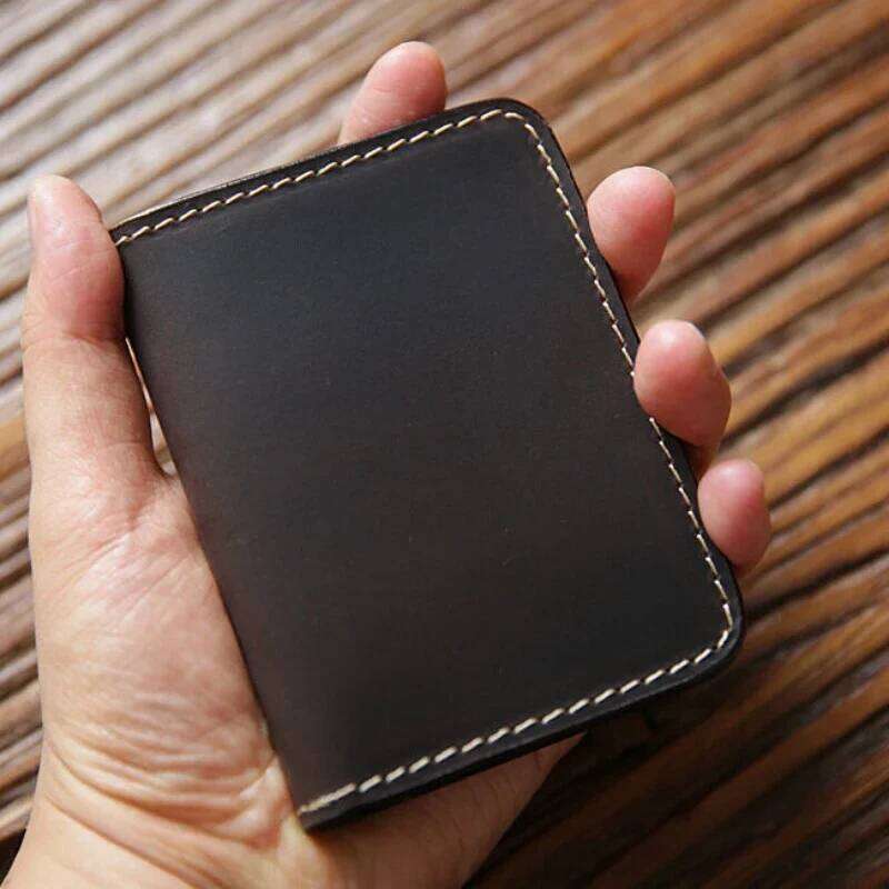 Retro Crazy Horse Leather Cards Cases Mens Cowhide Credit Card Holder Wallet Handmade Ultra-thin Slim Drivers License ID Cover C260304