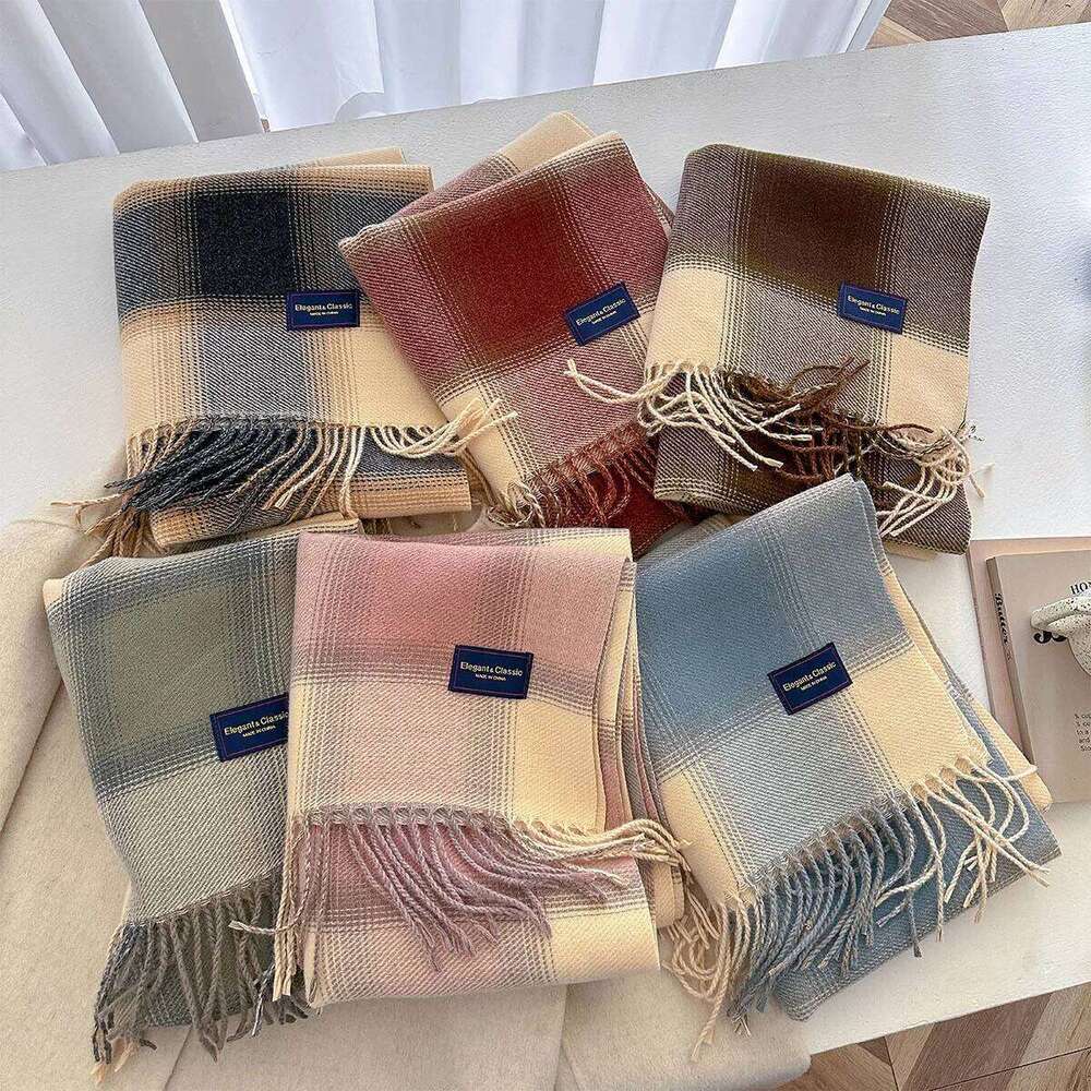 50*210CM Thickened Warm Scarf Women Long Tassel Color Pashmina Shawl Faux Cashmere Warps Autumn Winter Blanket For Wen XJ260304