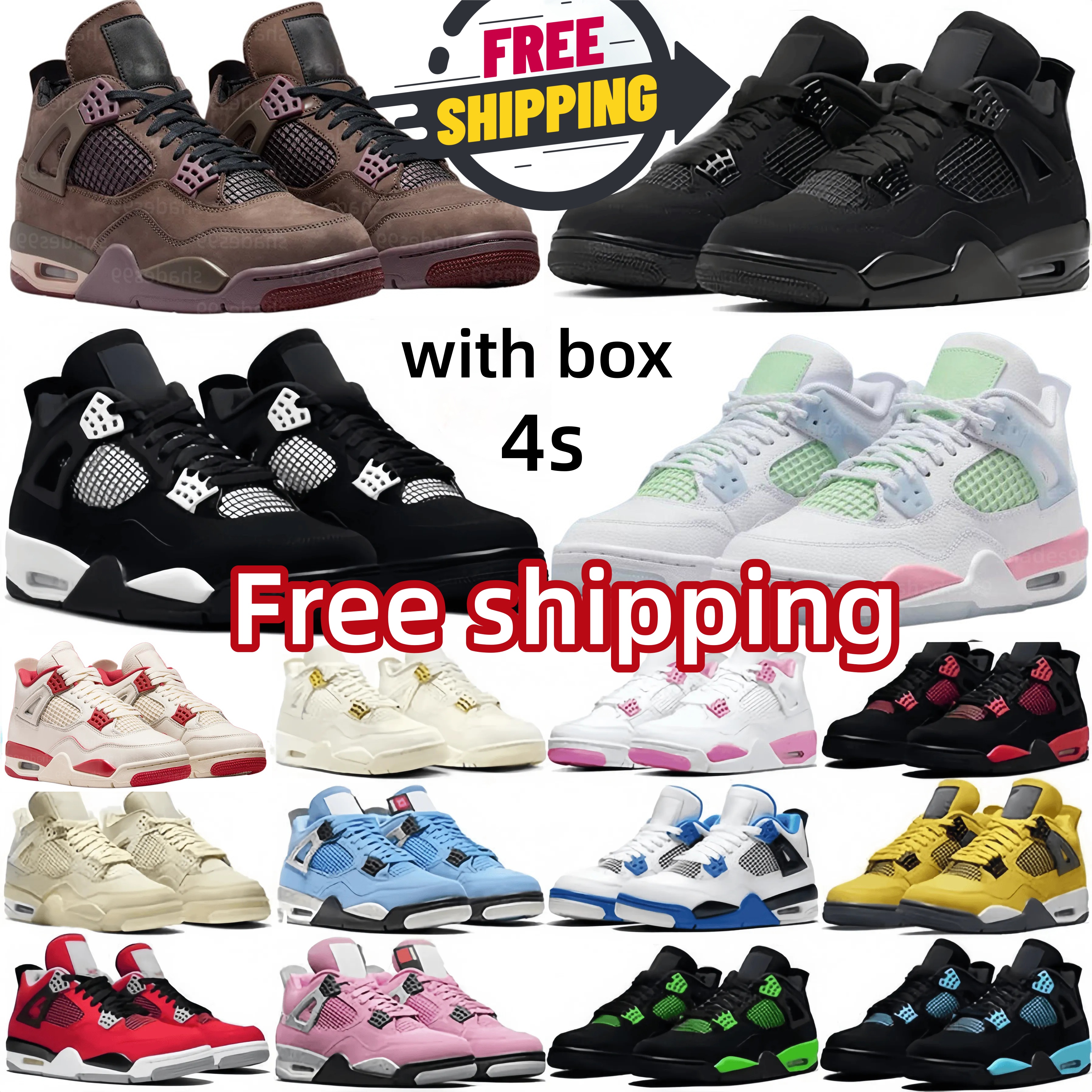 Free Shipping 4 Basketball shoes Worn Blue Cozy Girl Cave Stone Military Black Cat 4s Red Thunder University Blue Sport Trainers for Men and Women Valentine's Day