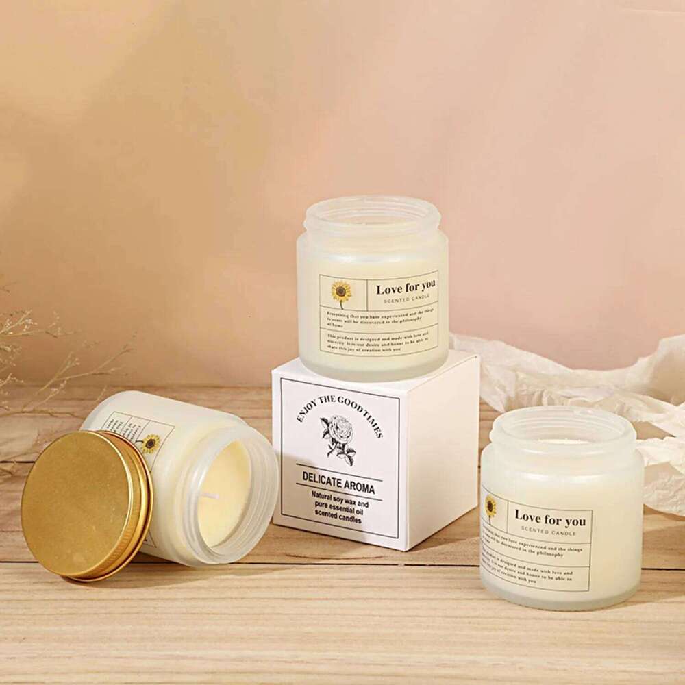1pc Niche Frosted Glass Aromatherapy Candle Small Cup Ins Style Romantic Smokeless Home Party Decor W260304