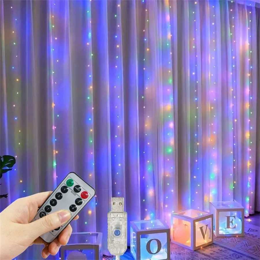 LED Curtain String Lights USB Remote Control Fairy Garland Lamp for Bedroom Holiday Wedding Birthday Valentines Day Decor H260304