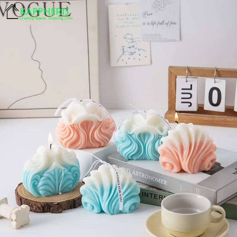 Blue Swirl Scented Home Decorative Personalized Smokeless Candles, Gift for Guests, Lot W260304