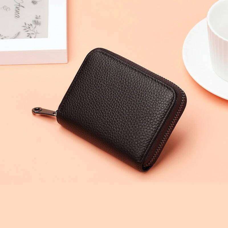 Blocking Card Organizer PU Leather Wallet Slim Multi Pocket Zippered Coin Holder Anti Theft Protection for Men Women Minimalist C260304