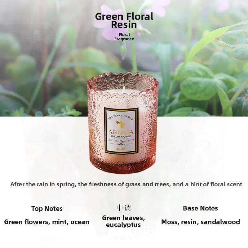 Lace Embossed Soy Wax Scented Candle Smokeless Essential Oil Fragrance Home Gift Handcrafted Gardenia Beauty Cylindrical Glass W260304