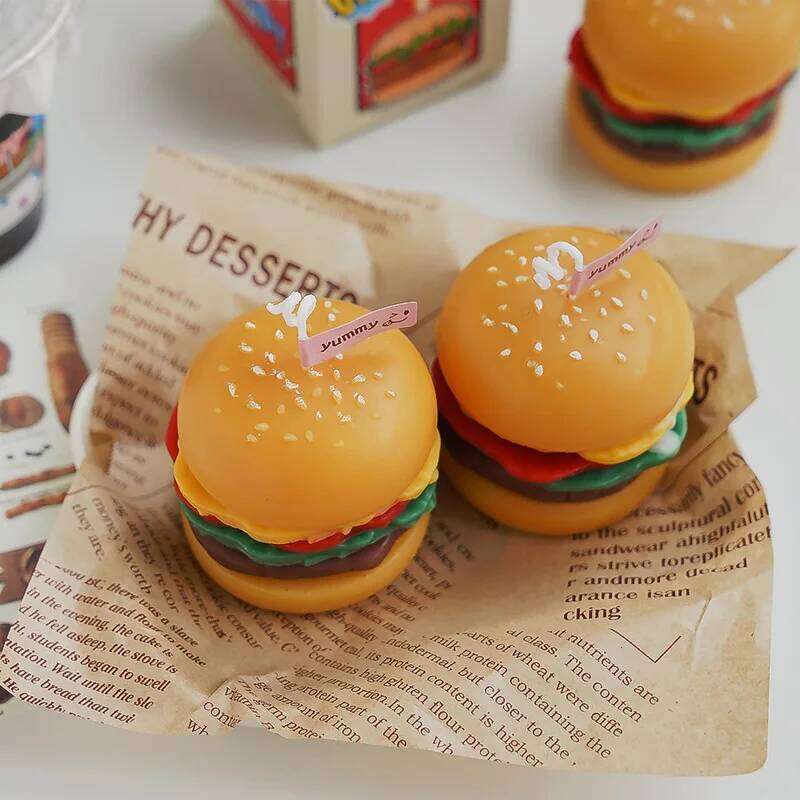 Creative Beautiful Hamburger Scented Handmade Aromatic Decoration Ornament, Simulation Food Candle, Birthday and Christmas Gift W260304