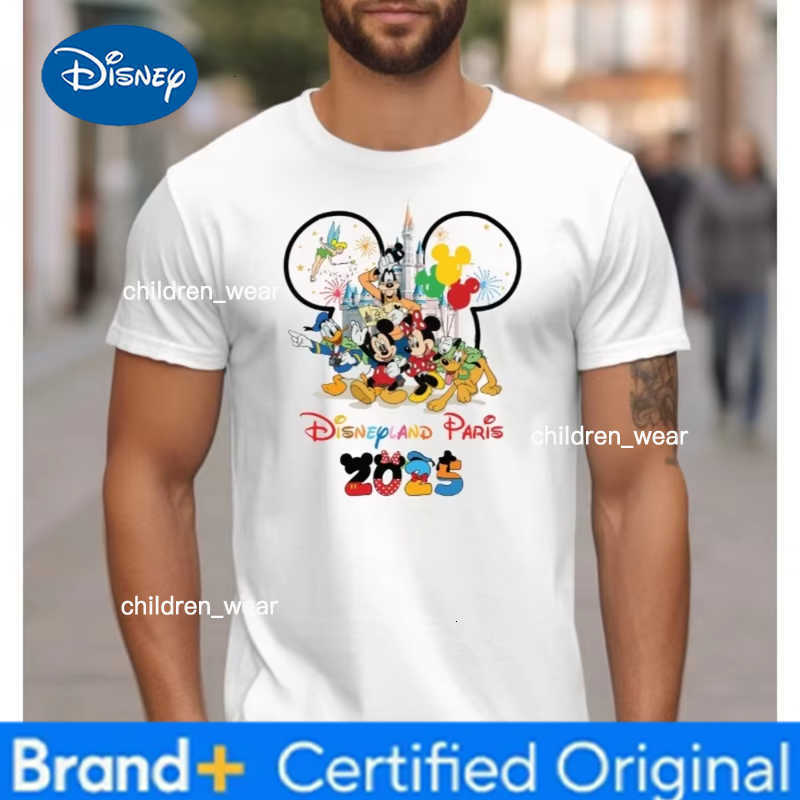 Disney Hot Sale Disneyland Paris T-Shirt 2025 Mickey Minnie Family Men Women Gift Summer High Quality Cotton Parent-Child Tshirt H260304