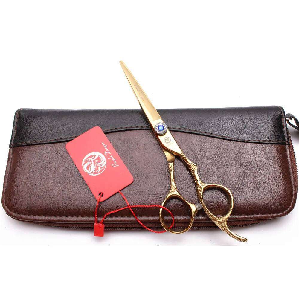 9002# 5.5" 16cm 440C Purple Dragon Gold Haircut Cutting Shears Thinning Professional Hair Scissors Plum Handle H260303