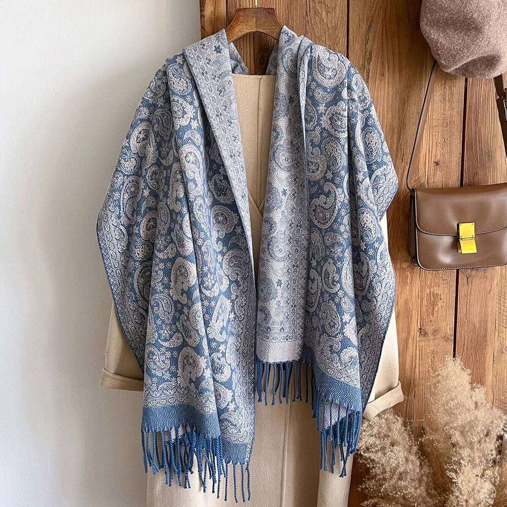 Winter New Brand National Style Paisley Design Thick Pashmina Shawl Long Tassel Print Scarf Women Keep Warm Poncho Stoles XJ260304
