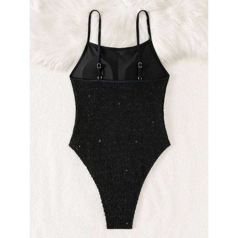 Wrinkled Gittler Sparkling High Leg Cut Female Swimwear One Piece Swimsuit Women Monokini Bather Bathing Suit Swim Beach Wear Y260303