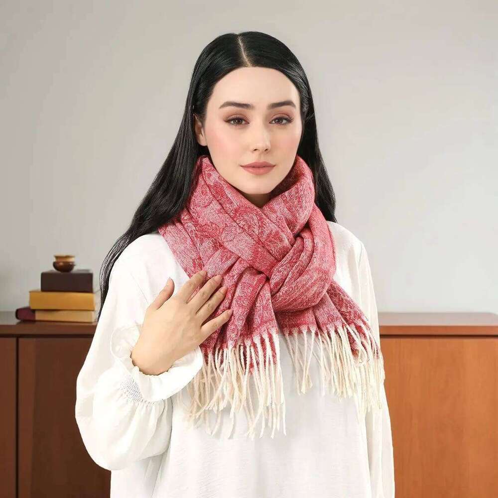 Autumn New Hot-selling Imitation Cashmere Cashew Fringed Scarf Women's Versatile Fashion Thickened Outer Warm Office Shawl XJ260304