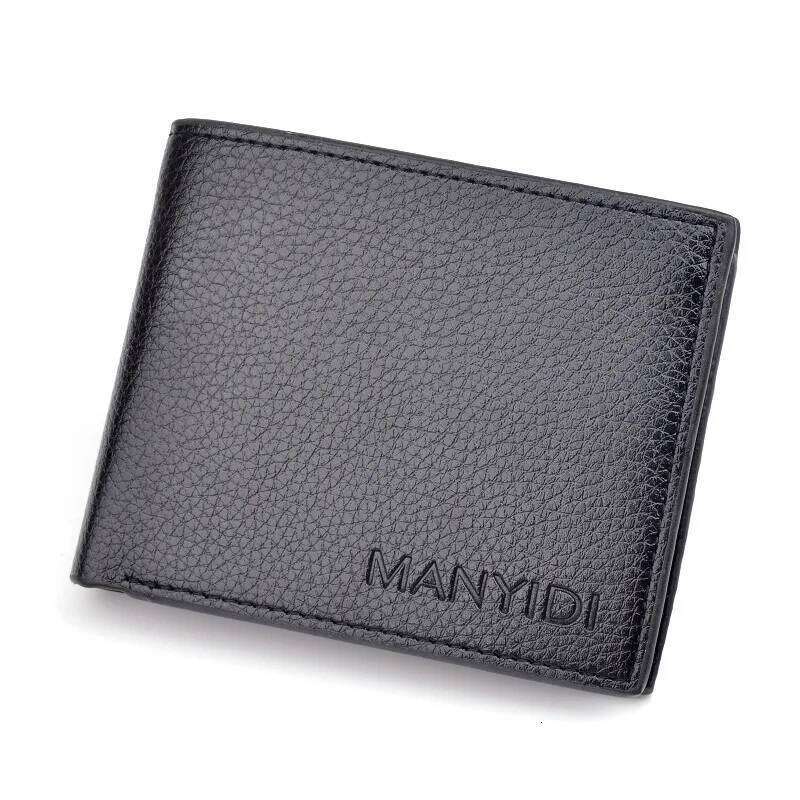 New Short Men's Thin Horizontal Business Casual Lychee Pattern Retro Soft Leather Wallet C260304
