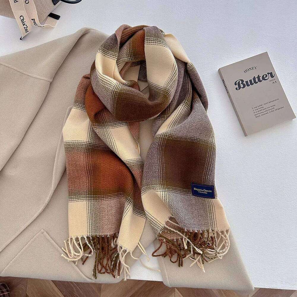 50*210CM Thickened Warm Scarf Women Long Tassel Color Pashmina Shawl Faux Cashmere Warps Autumn Winter Blanket For Wen XJ260304