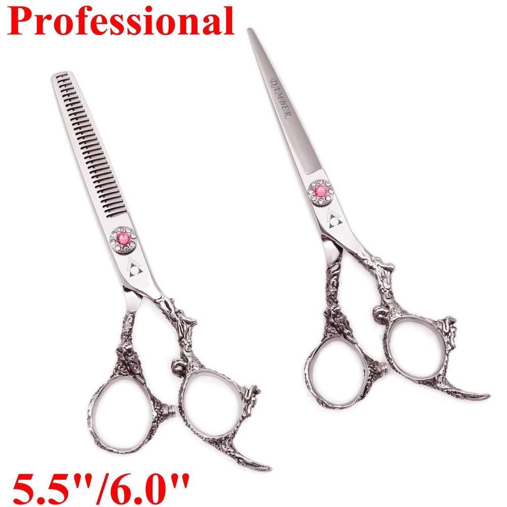 5.5 6.0 Hair Professional High Quality Barber Thinning Hairdressing Scissors Cutting Shears Haircut 440C 9005# H260303