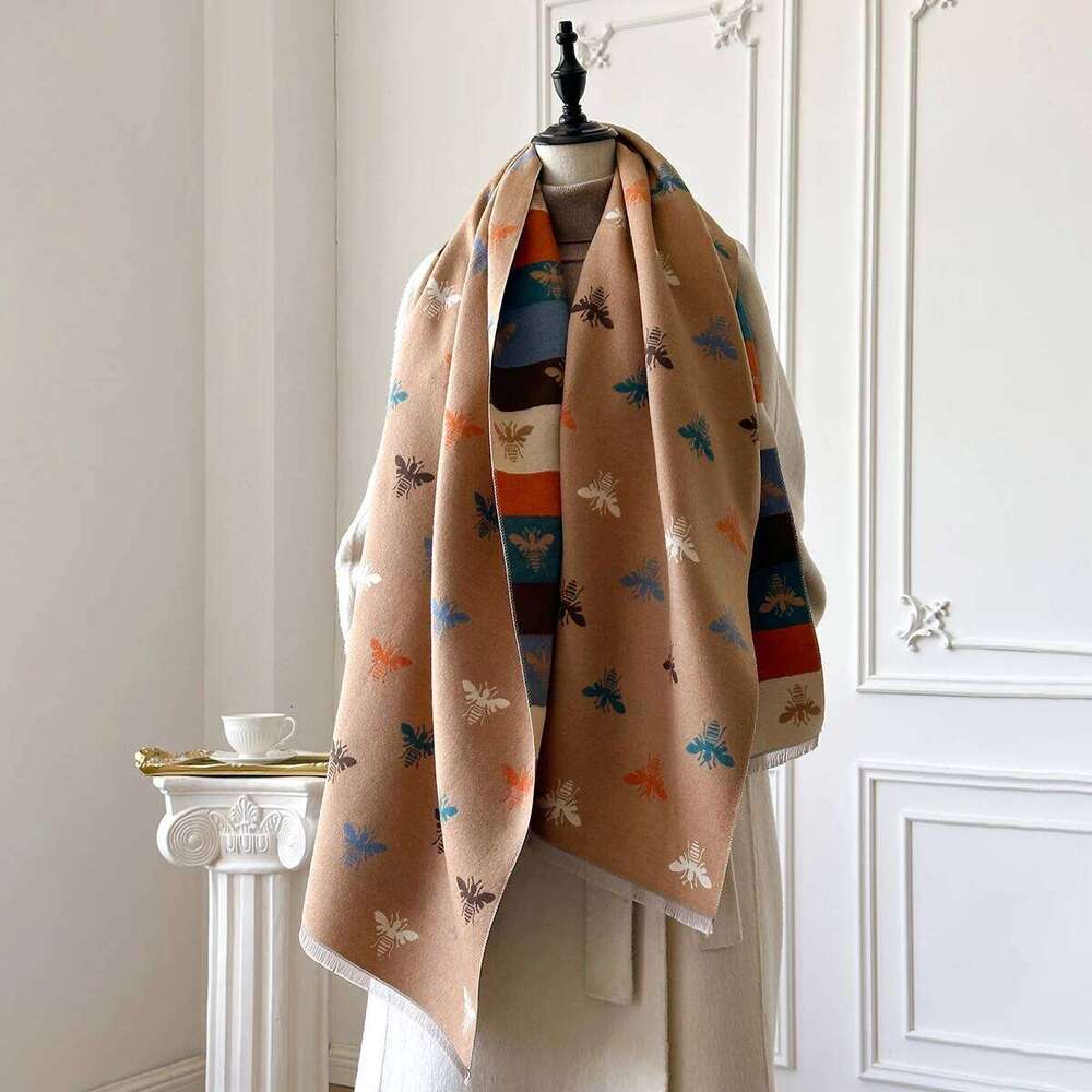 Women's Luxury Cashmere Pashmina Scarf Extra Warm Thick Shawl Rich Winter Print Foulard Blanket Wrap for Fashionable Warmth XJ260304