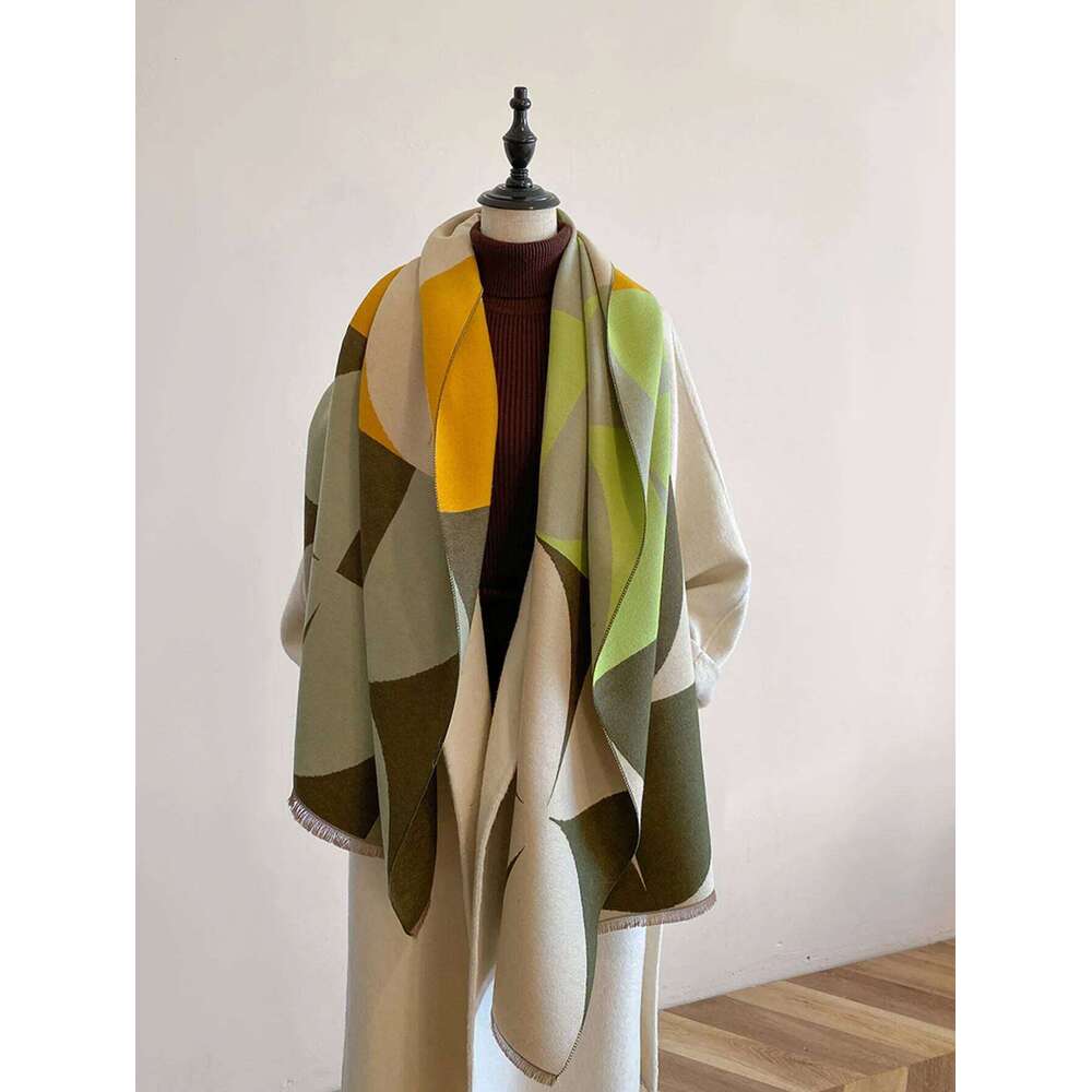 Winter Women's Luxury Design Double sided Imitation Cashmere Warm Scarf Shawl 2024 New XJ260304