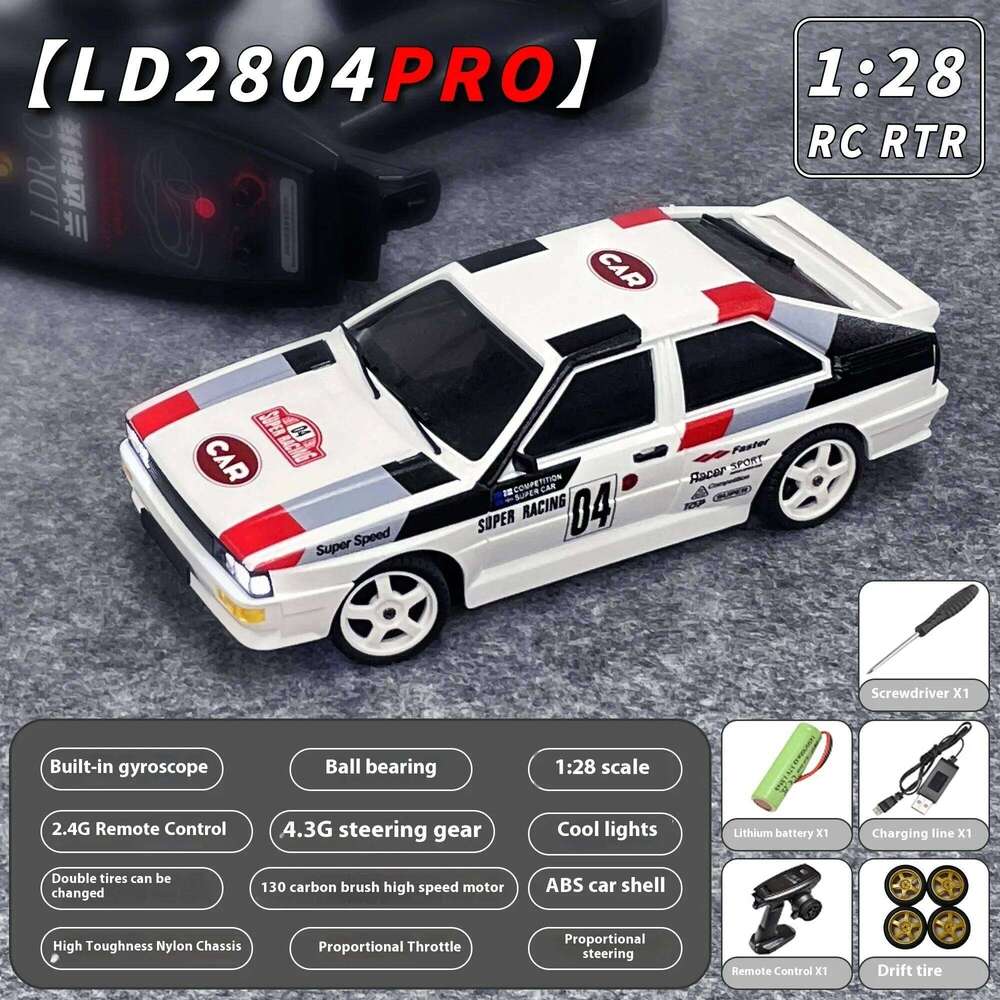 LDRC 1/28 4WD RC Drift Car with Gyro, Full Proportional 2.4Ghz Remote Control Car, Drifting Toy for Adults Kids Z260303
