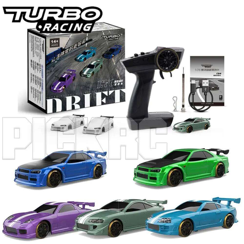 Turbo Racing 1:76 C64 C65 C61 C62 C63 RC Electric Drift Car With Gyro Radio Full Proportional Toys For Kids and Adults Z260303